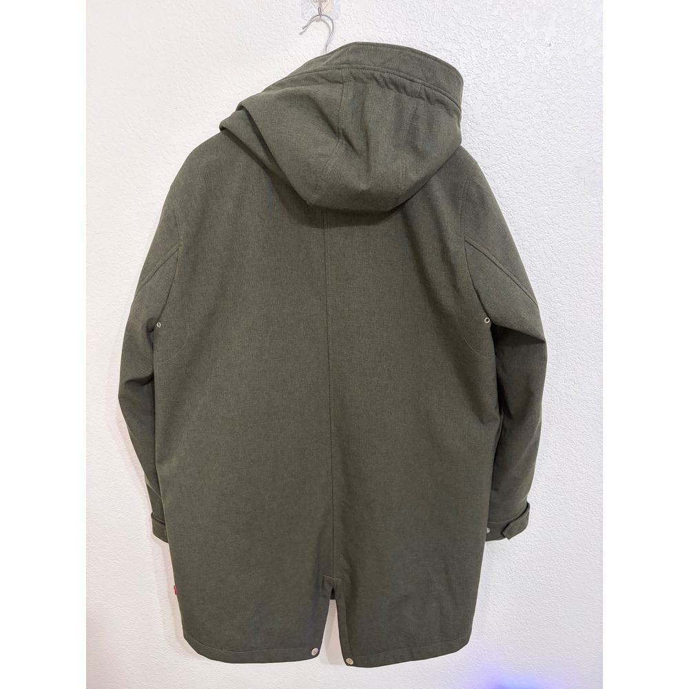 Levis Mens Hooded Parka Jacket Olive Green Quilted Lined Fishtail Coat Medium - Picture 9 of 9